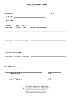 IHE Advisement Form