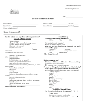 Patient's Medical History Form