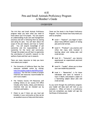 4-H Pets and Small Animals Proficiency Program Guide