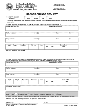 New Hampshire Record Change Request