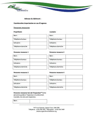Formulaire d'information sur la sécurité incendie