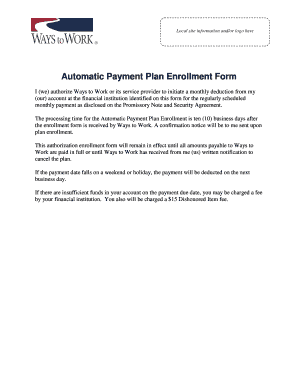 Automatic Payment Plan Enrollment Form