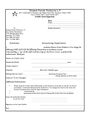 Credit Card Authorization Form