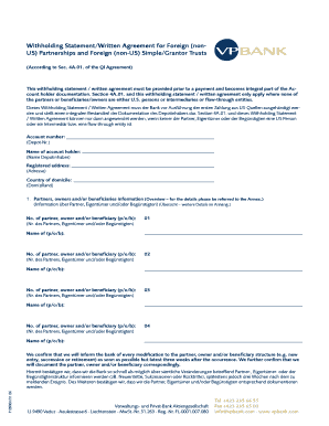 Withholding Statement/Written Agreement for Foreign (non-US) Partnerships and Foreign (non-US) Simple/Grantor Trusts