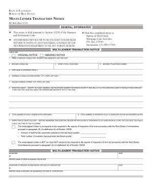 California Multi-Lender Transaction Notice