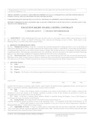 Exclusive Right-to-Sell Listing Contract