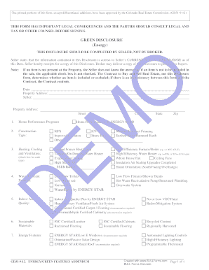 Colorado Energy Green Features Addendum