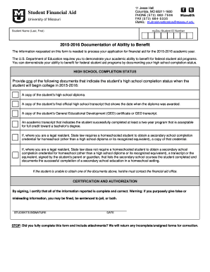 2015-2016 Ability to Benefit Form