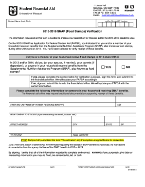 2015-2016 SNAP Verification Form