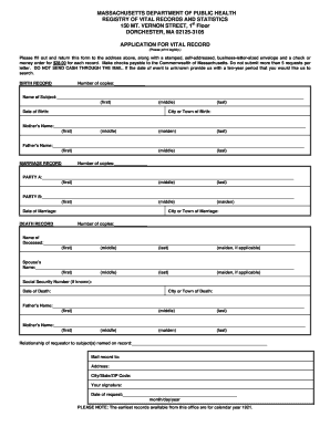 Massachusetts Vital Record Application