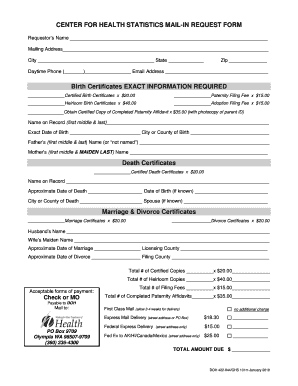 Washington State Vital Records Request Form
