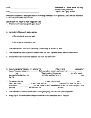 Catholic Social Teaching Worksheet