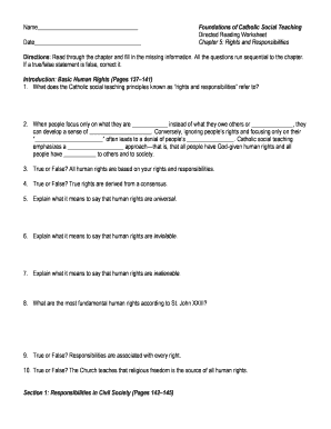 Catholic Social Teaching Worksheet