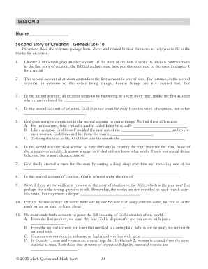 Lesson 2: Second Story of Creation