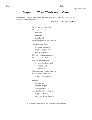 Prayer Reflection and Planning Worksheets