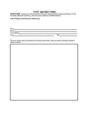 Abstract Form for Project Submission