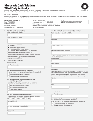 Macquarie Third Party Authority Form
