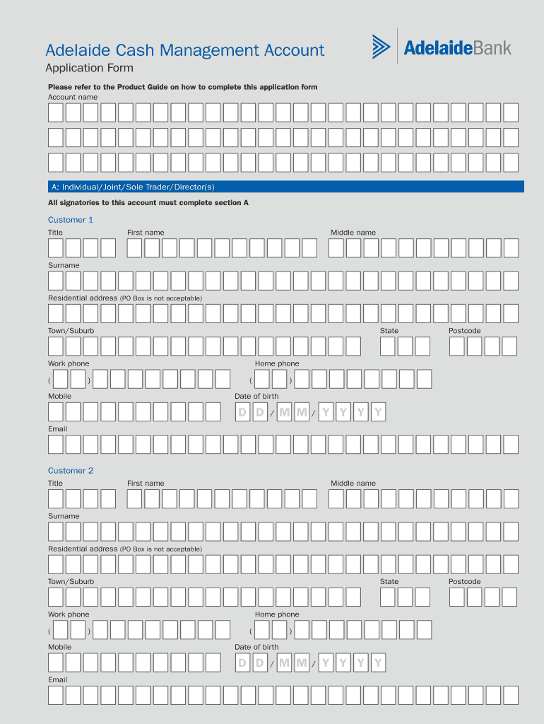 Fillable Online Adelaide Cash Management Account bPowerwrapb Fax