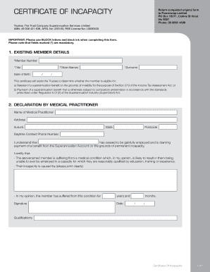 Certificate of Incapacity