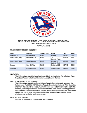 NOTICE OF RACE - TRANS-FOLSOM REGATTA - flyc