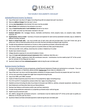 US Individual and Business Tax Return Checklist
