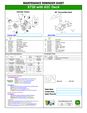 Maintenance Reminder Sheet