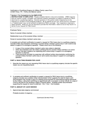 Certification of Qualifying Exigency for Military Family Leave Form