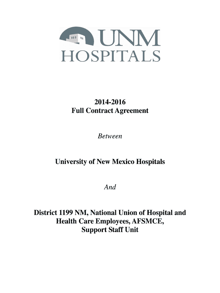 2014 Support Staff Contract - UNMH - University of New Mexico Preview on Page 1