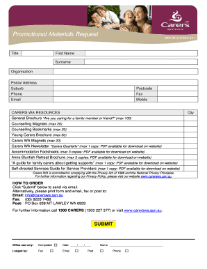 Carers WA Resources Order Form