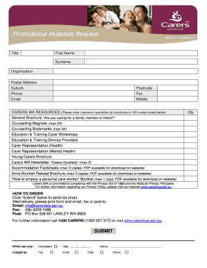 Carers WA Resources Order Form