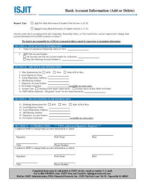 Bank Account Information Change Form