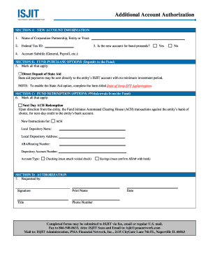 Additional Account Authorization Form