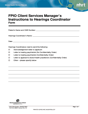 FPIO Hearings Coordinator Instructions Form