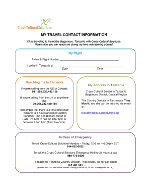 Travel Contact Information Form