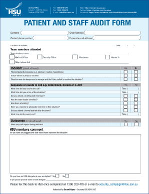 Patient and Staff Audit Form