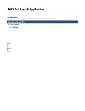 Fall Recruit Application Form