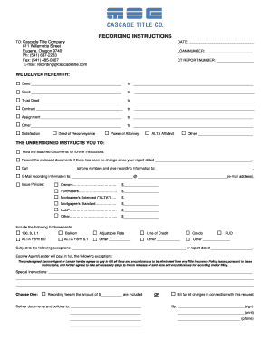 Recording Instructions for Title Company