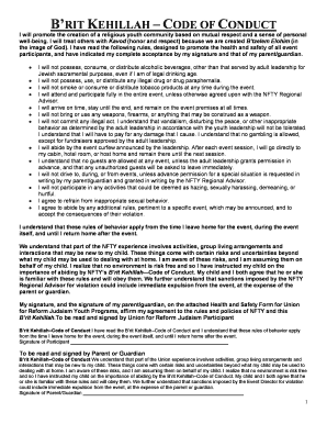 B’rit Kehillah Code of Conduct Agreement