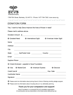 Seva Foundation Donation Form