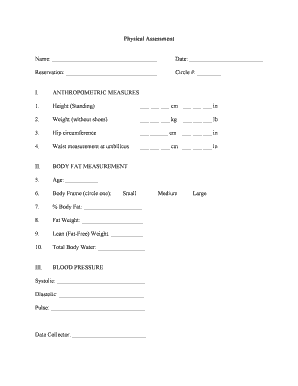 Physical Assessment Form