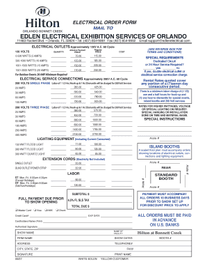 Electrical Order Form