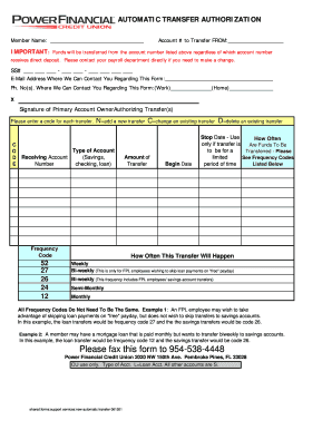 Automatic Transfer Authorization Form