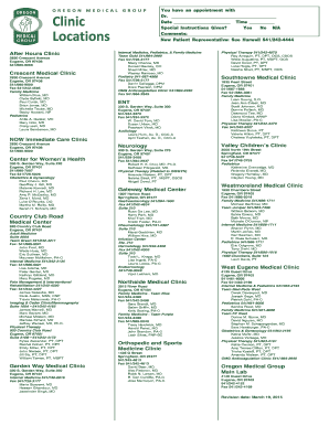 Oregon Medical Group Appointment Form