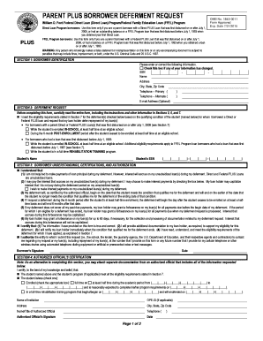 Parent PLUS Loan Deferment Request