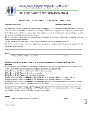 2015-2016 PATIENT REGISTRATION FORM