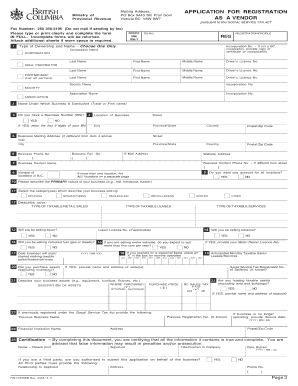 BC Vendor Registration Form
