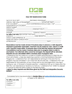 Field Trip Reservation Form