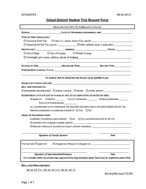 School-Related Student Trip Request Form