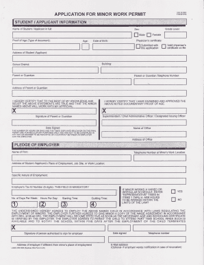 Ohio Minor Work Permit Application