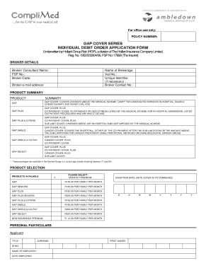 Individual Debit Order Application Form for Gap Cover